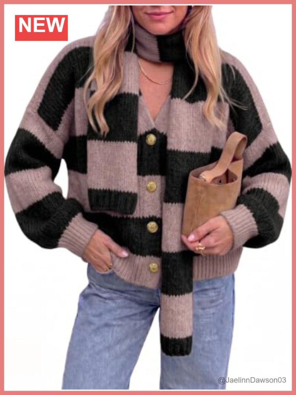 Womens Striped Open Front Cardigan Sweater V Neck Knit Outerwear
